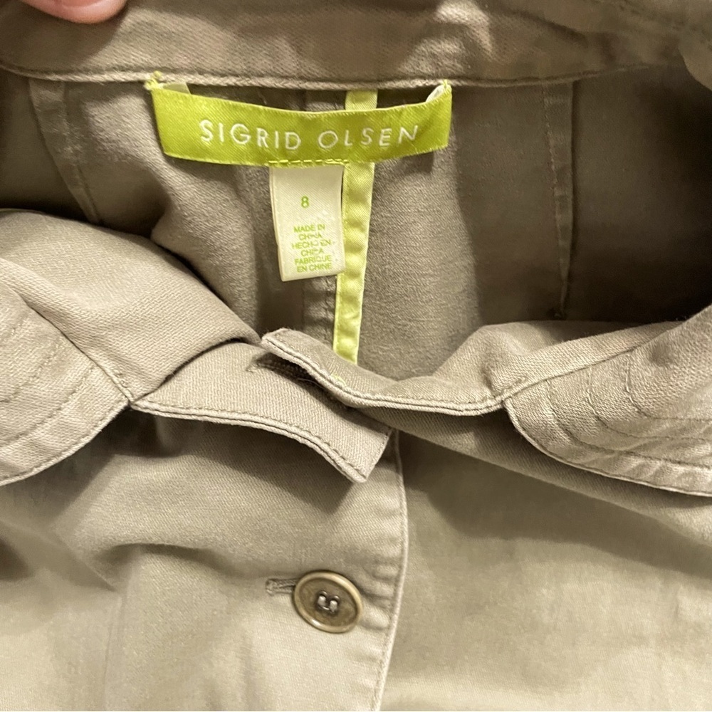 Sigrid Olsen Olive Green Embroidered Cotton Blazer Jacket Women’s Size 8 - Picture 7 of 12
